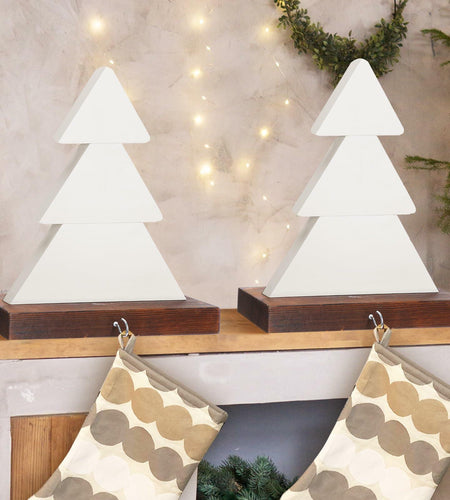 [Like New] Beeveer Christmas Tree Stocking Holder White Wooden Mantle Hanger 9.8 Inch 2 Pc