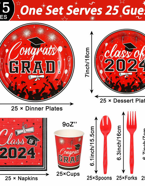 Load image into Gallery viewer, LELEMON Graduation Party Supplies Red Tableware Set Serves 25 Disposable
