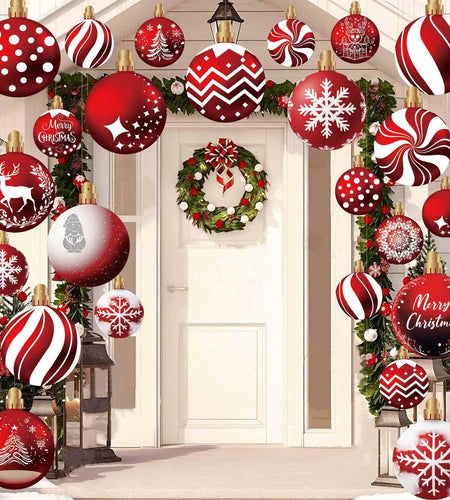 24pcs Red Peppermint Candy Ornaments & Yard Signs Christmas Tree Decor