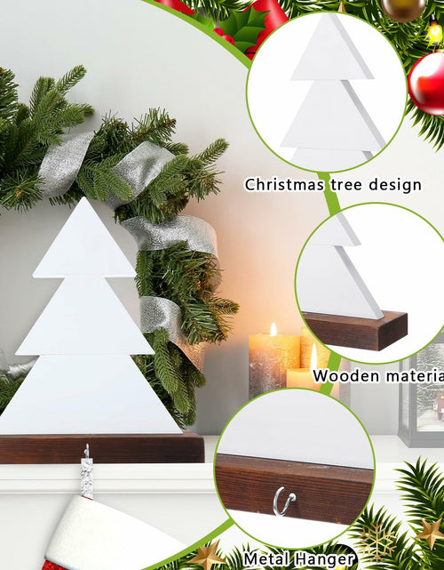 Load image into Gallery viewer, [Like New] Beeveer Christmas Tree Stocking Holder White Wooden Mantle Hanger 9.8 Inch 2 Pc
