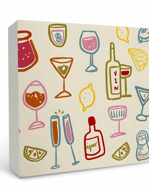 Load image into Gallery viewer, OFlich Wine Bar Wooden Box Sign 5x5 Inches Wine Decor Home Bar Kitchen
