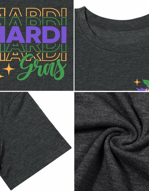 Load image into Gallery viewer, Mardi Gras Shirts Women Short Sleeve Casual T-Shirt Mask Carnival Size XL
