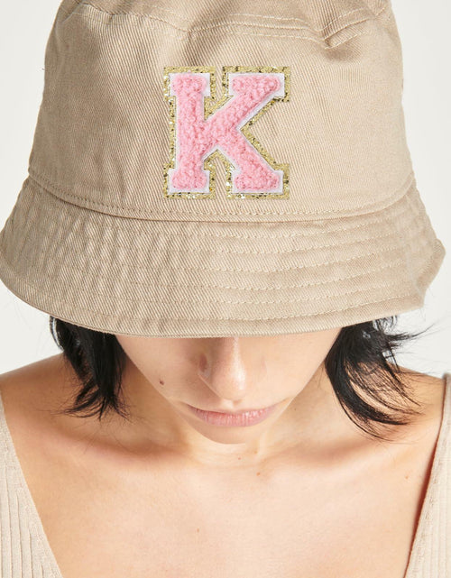 Load image into Gallery viewer, 3Pcs Chenille Letter Patches Iron-On Pink 2 Inch Glitter Alphabet K
