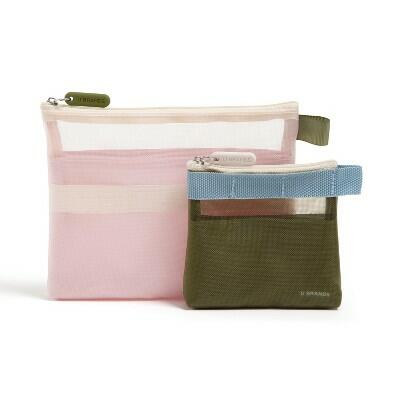 Load image into Gallery viewer, U Brands Micro Mesh Stash Pouch 7x5.8 &amp; 4.2x4.2 Dusty Rose Olive 2pk

