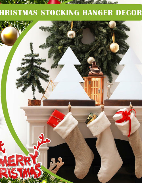 Load image into Gallery viewer, Beeveer Christmas Tree Stocking Holder Wooden Mantle Hanger White 9.8 Inch 2 Pc
