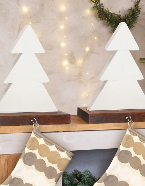 Load image into Gallery viewer, Beeveer Christmas Tree Stocking Holder Wooden Mantle Hanger White 9.8 Inch 2 Pc

