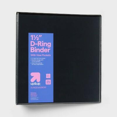 Load image into Gallery viewer, up &amp; up 3-Ring Sturdy D-Ring Binder with View Pockets 1.5 inch Black
