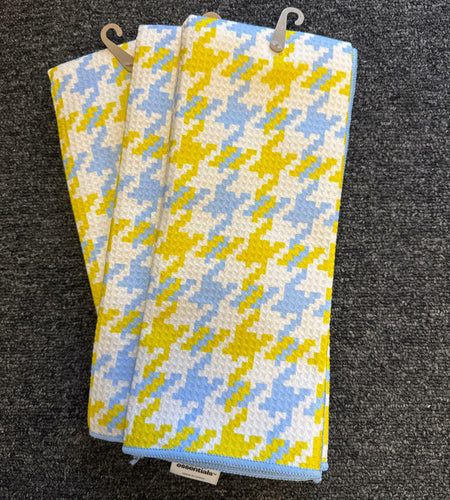 Target Set of 3 Waffle Houndstooth Hand Towels Blue Yellow 16x26