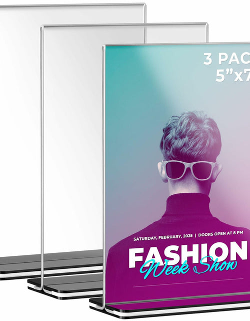 Load image into Gallery viewer, Tomorotec 3-Pack Acrylic Sign Holder 7x5in Horizontal Black Base
