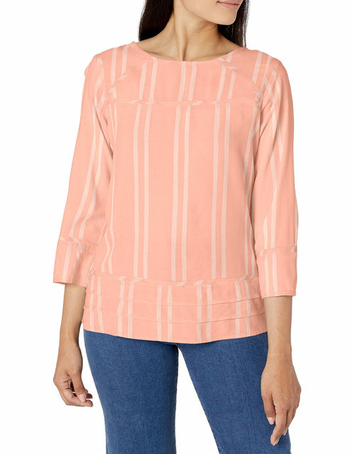Load image into Gallery viewer, Riders by Lee Indigo Women's 3/4 Pieced Pintuck Popover Peach Bud Size L

