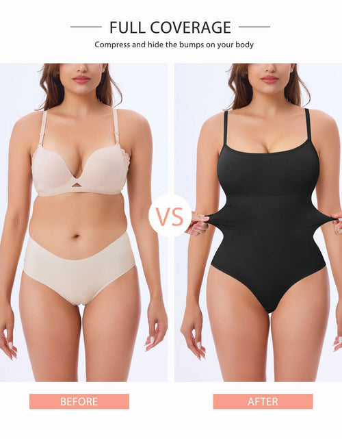 Load image into Gallery viewer, ZOPEUSI Thong Shapewear Bodysuit Tummy Control Seamless Square Neck Size L Black
