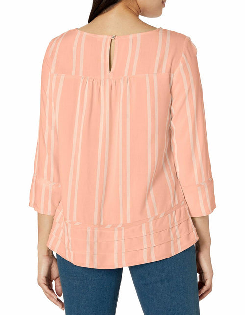 Load image into Gallery viewer, Riders by Lee Indigo Women's 3/4 Pieced Pintuck Popover Peach Bud Size L

