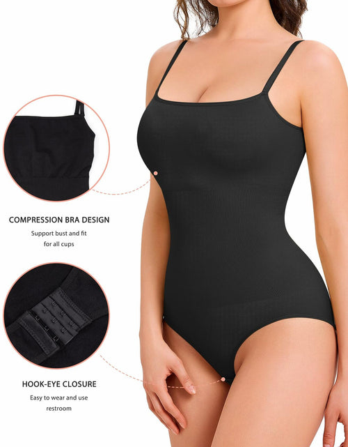 Load image into Gallery viewer, ZOPEUSI Thong Shapewear Bodysuit Tummy Control Seamless Square Neck Size L Black
