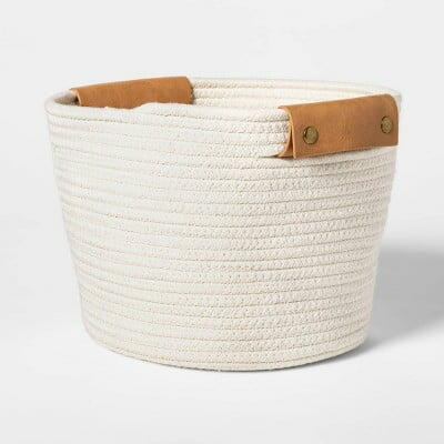 Load image into Gallery viewer, Brightroom 11" Decorative Coiled Rope Basket Oval Storage Cream Handles
