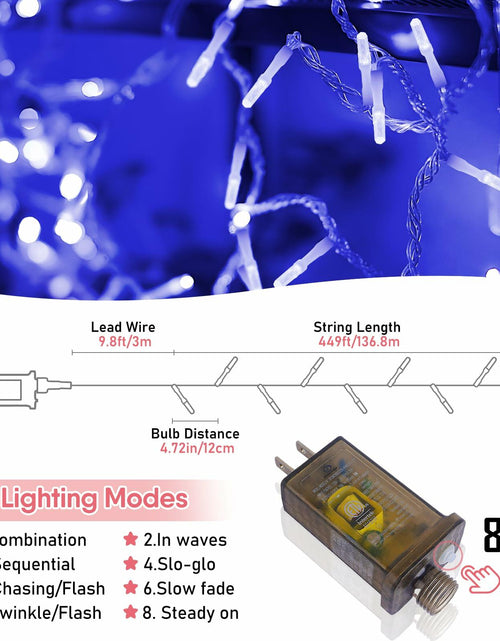 Load image into Gallery viewer, Heceltt 1140 LED 449FT Outdoor String Lights Blue 8 Modes Timer IP44
