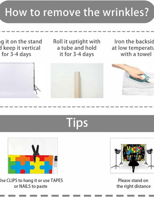 Load image into Gallery viewer, LIANNE Autism Awareness Backdrop Puzzle Piece Banner 6x3.6FT
