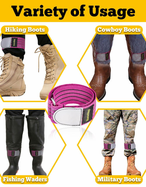 Load image into Gallery viewer, Neracking 2pcs Adjustable Elastic Boot Straps High Visibility Purple
