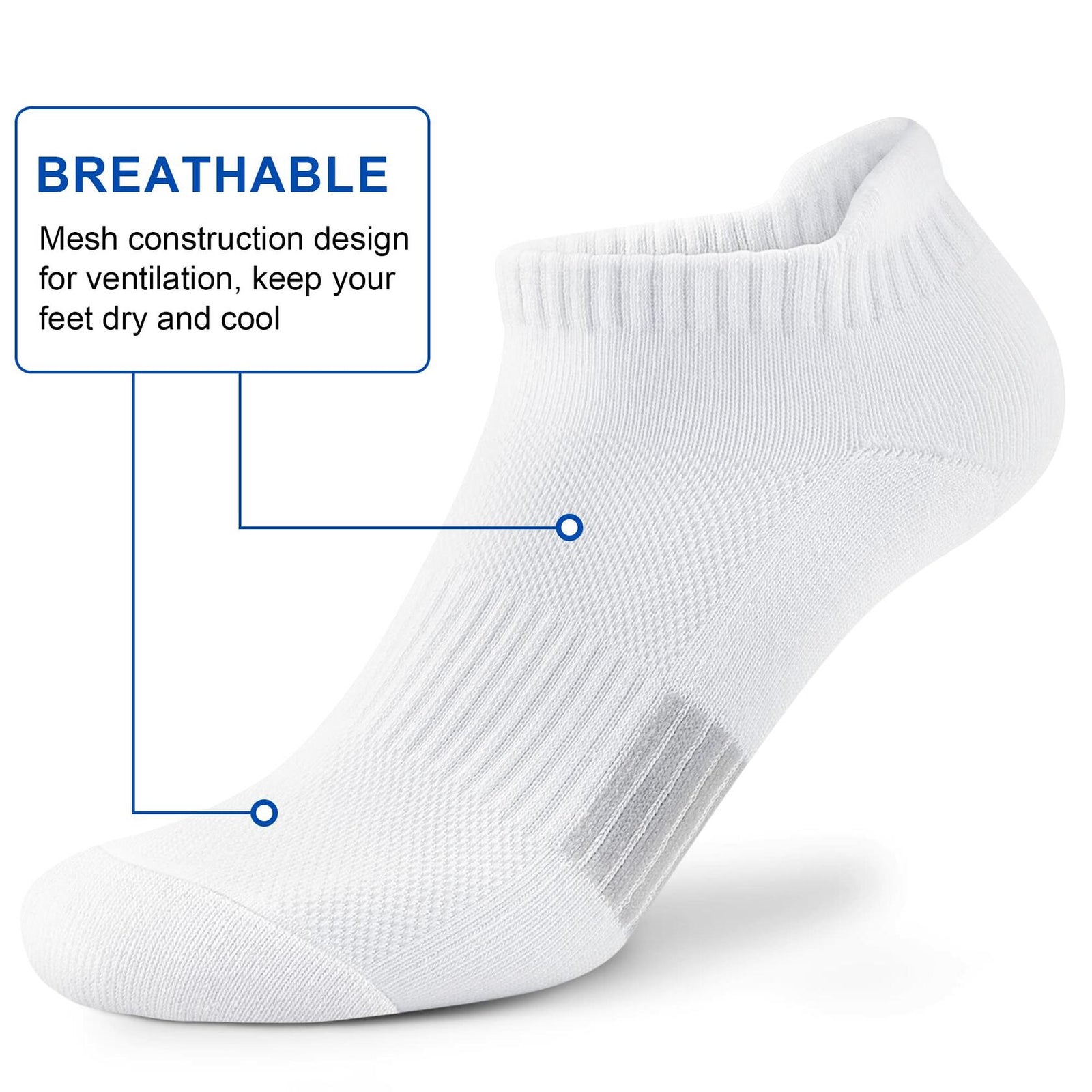Amutost Womens Athletic Ankle Socks No Show Cushioned 6 Pairs Size M