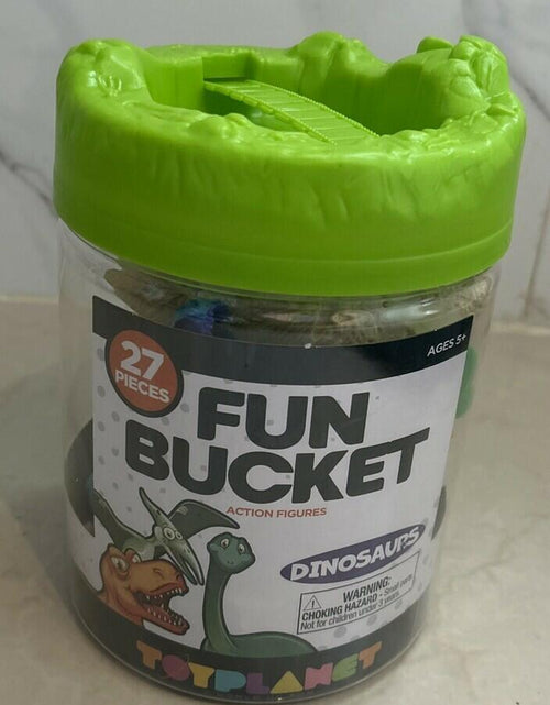 Load image into Gallery viewer, Fun bucket 27 pieces Dinosaurs action figures toy planet .pre Owned
