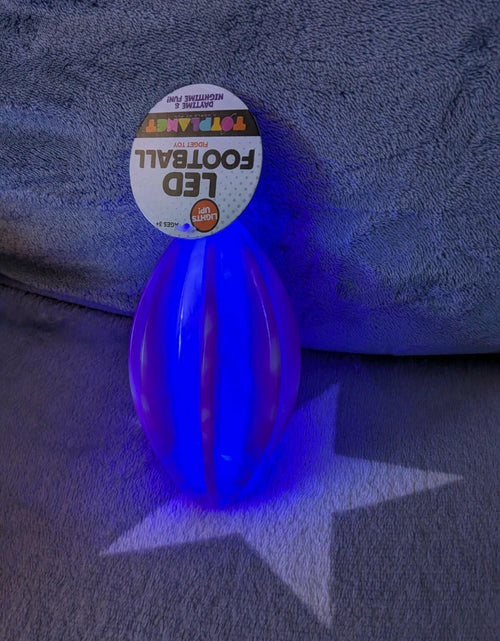 Load image into Gallery viewer, LED Football Toy Planet Fidget Toy Purple Swirl 6" x 3.25"
