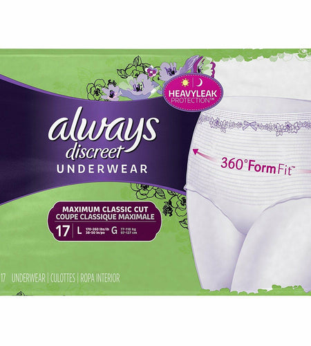 Always Discreet Max Large Underwear 17 Count Size Large