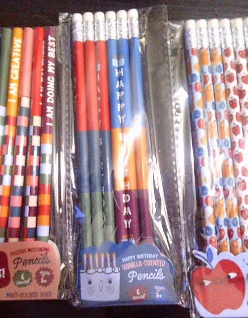 Load image into Gallery viewer, made for retail APPLE &amp; VANILLA Scented Birthday Message Pencils 3 Count
