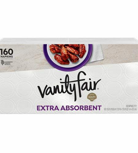 Vanity Fair Premium Paper Napkins Extra Absorbent White 160 Count