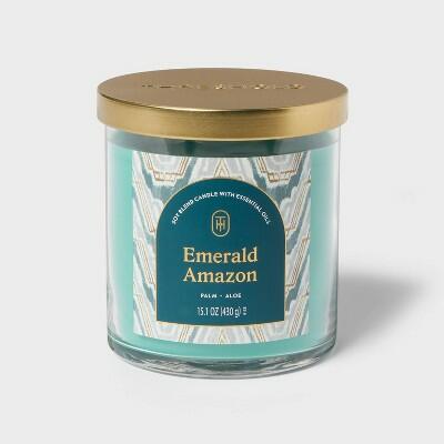 Load image into Gallery viewer, Threshold 2-Wick Glass Jar Candle with Lid Emerald Green 15.1oz Soy Blend
