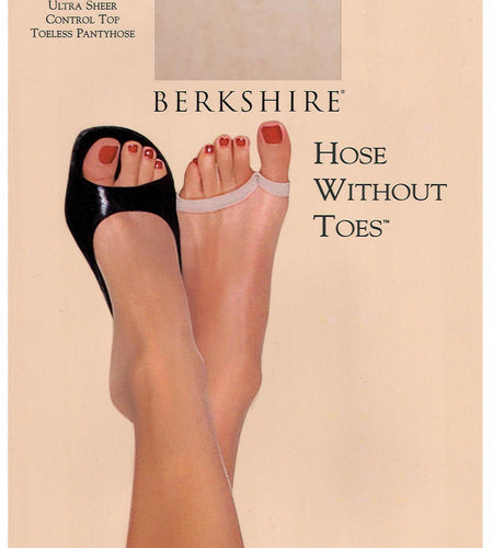 [Like New] Berkshire Womens Ultra Sheer Control Top Hose Without Toes Pantyhose Nude Size 3