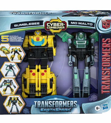 Transformers EarthSpark Cyber-Combiner Bumblebee & Mo Malto Robot Figures