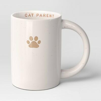 Load image into Gallery viewer, Room Essentials Stoneware Embossed Paw Cat Parent Mug Ivory 14oz
