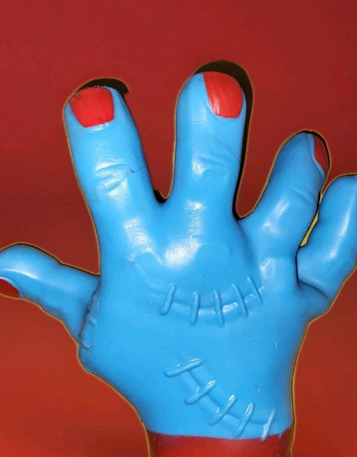 Load image into Gallery viewer, Halloween Zombie Monster Hand Stretchy Squeezy Toy Stress Reliever Blue 8"
