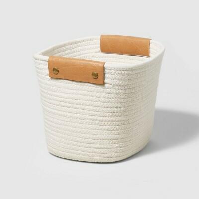 Load image into Gallery viewer, Brightroom 11" Decorative Coiled Rope Basket Oval Storage Cream Handles
