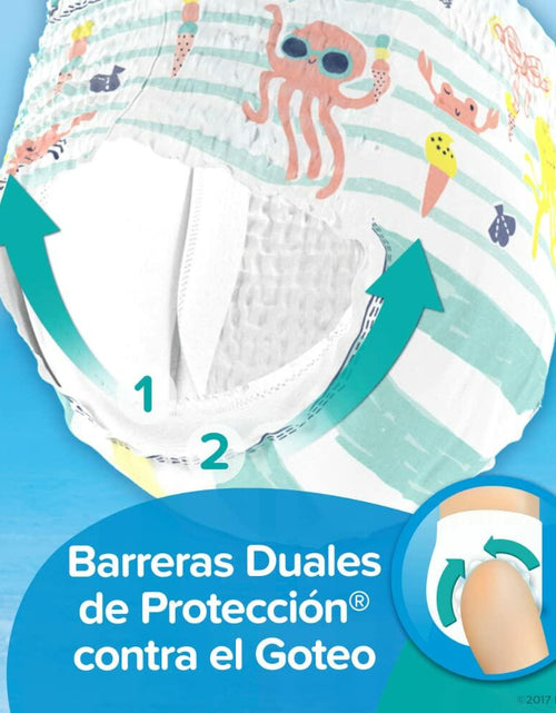 Load image into Gallery viewer, Pampers Splashers Swim Diapers Blue White 10 Count Size Large
