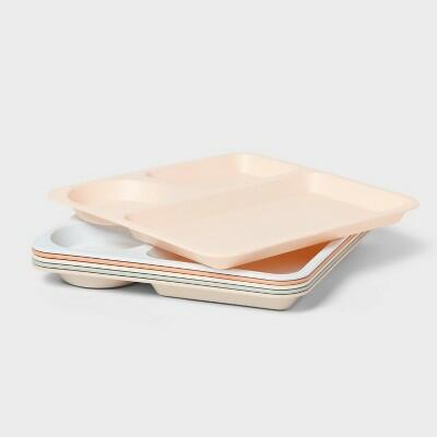 Load image into Gallery viewer, Pillowfort Kids 6pc 9.5" Plastic Square Divided Plate Microwave Dishwasher Safe
