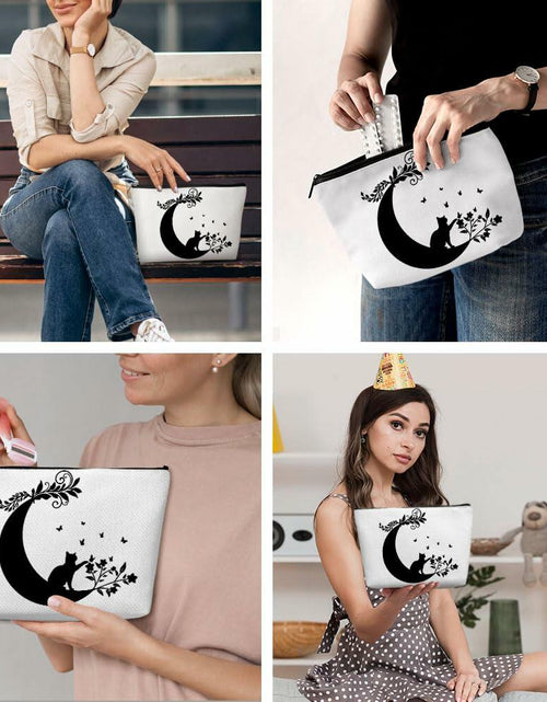 Load image into Gallery viewer, Henhesaha Witchy Cat Makeup Bag Cosmetic Travel Toiletry Bag Black

