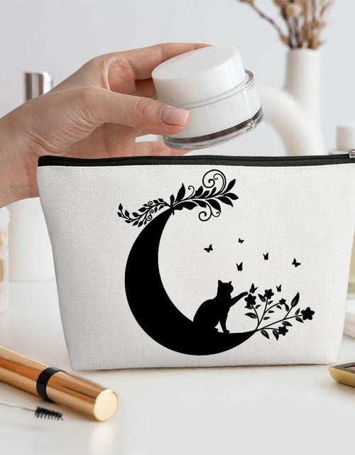 Load image into Gallery viewer, Henhesaha Witchy Cat Makeup Bag Cosmetic Travel Toiletry Bag Black
