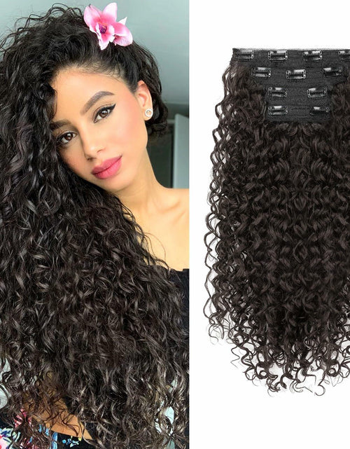 Load image into Gallery viewer, [Like New] FLUFYMOOZ 4PC 100% Protein Silk Hair Extensions 20in Curly Dark Chocolate Brown
