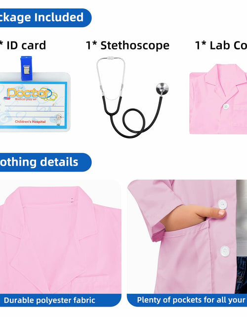 Load image into Gallery viewer, COTATERO Kids Doctor Lab Coat Scientist Costume Pink Accessories Size L
