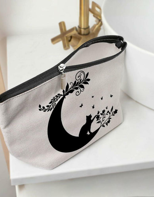 Load image into Gallery viewer, Henhesaha Witchy Cat Makeup Bag Cosmetic Travel Toiletry Bag Black
