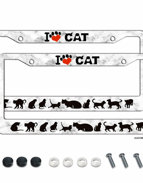 Load image into Gallery viewer, AUCCMORLY Stainless Steel Cat License Plate Frame Car Accessories 2 Pcs Set
