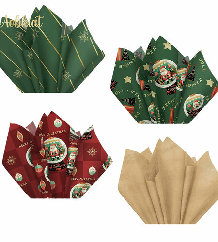 Aobkiat Christmas Wrapping Tissue Paper 24 Sheets 20x15in Red Green
