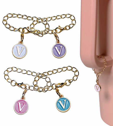 Tingyework 4PCS Letter Charm for Stanley Cup 30oz 40oz Handle V