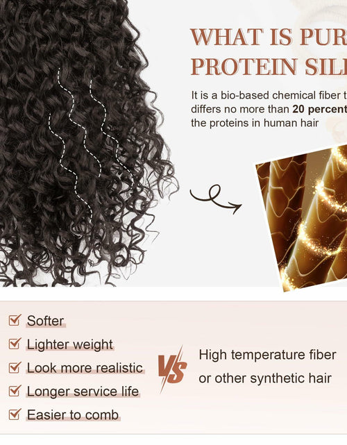 Load image into Gallery viewer, [Like New] FLUFYMOOZ 4PC 100% Protein Silk Hair Extensions 20in Curly Dark Chocolate Brown
