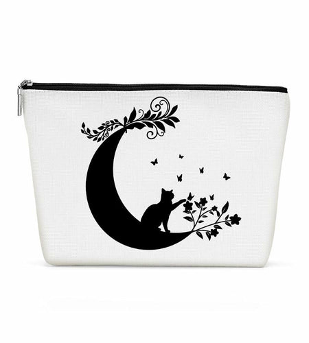 Henhesaha Witchy Cat Makeup Bag Cosmetic Travel Toiletry Bag Black