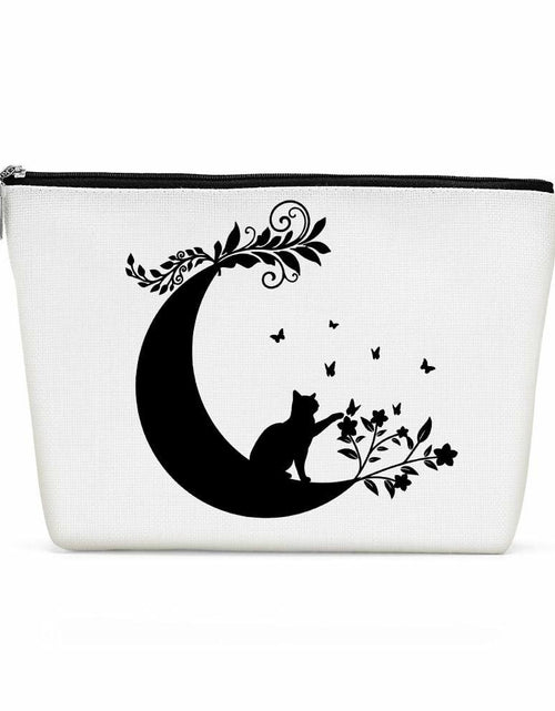Load image into Gallery viewer, Henhesaha Witchy Cat Makeup Bag Cosmetic Travel Toiletry Bag Black
