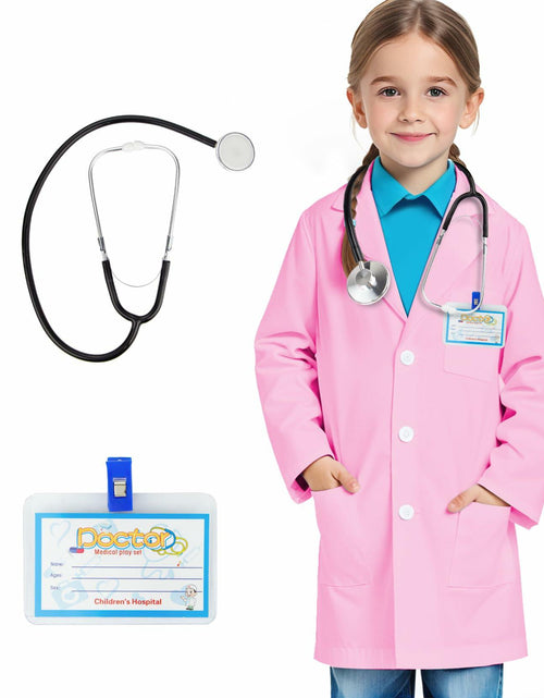 Load image into Gallery viewer, COTATERO Kids Doctor Lab Coat Scientist Costume Pink Accessories Size L
