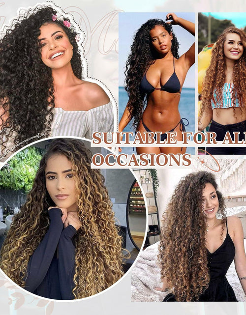 Load image into Gallery viewer, [Like New] FLUFYMOOZ 4PC 100% Protein Silk Hair Extensions 20in Curly Dark Chocolate Brown

