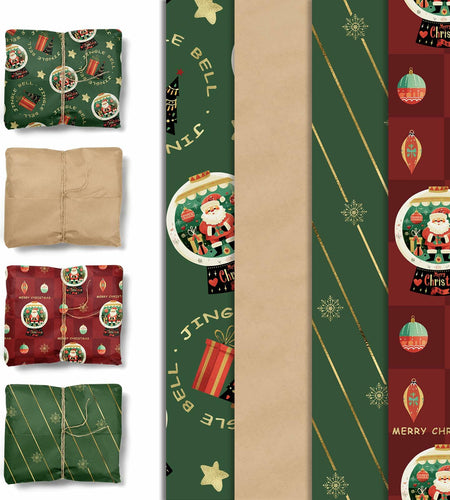 Aobkiat Christmas Wrapping Tissue Paper 24 Sheets 20x15in Red Green