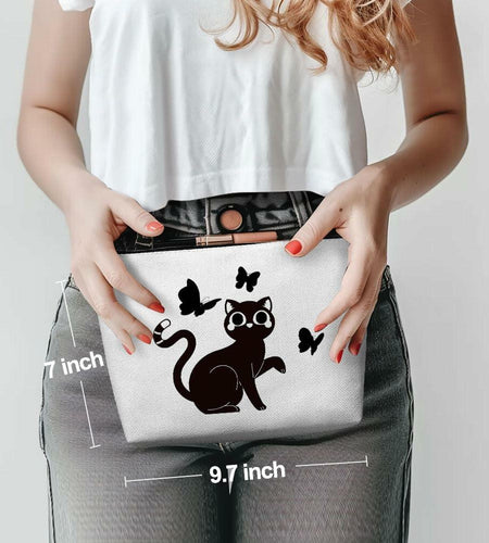 Henhesaha Cute Cat Mom Makeup Bag Travel Toiletry Bag for Women